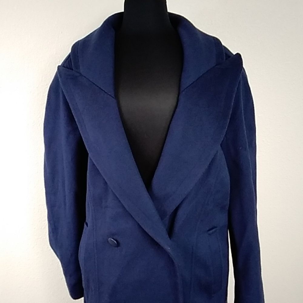 VTG WORUMBO JILL FASHIONS BY MADE IN U.S.A JILL 100%WOOL COAT NAVY BLUESIZE M/L
